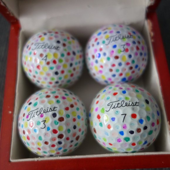 Four(4) Hand Designed Pre-Loved Titleist Pro VI Golf Balls with Collectable Box - Picture 3 of 16